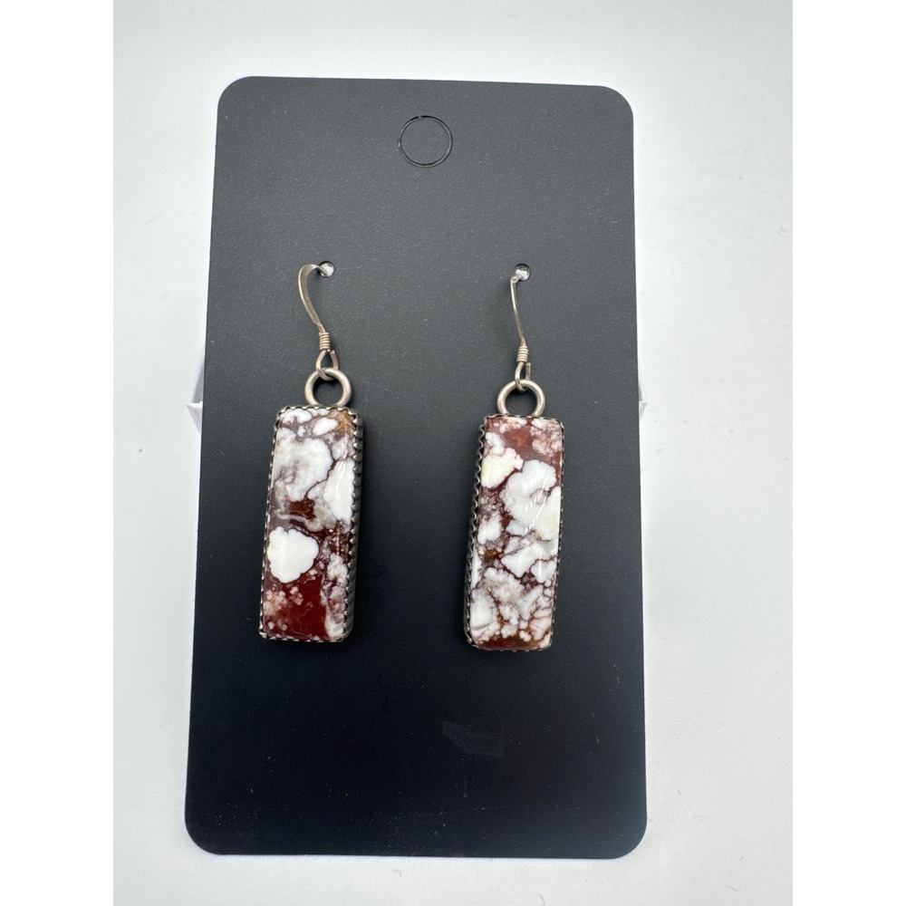 RB Running Bear Sterling Silver Dangle Earrings 1" 7 Grams